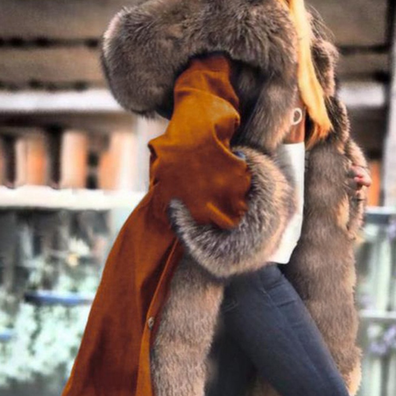 Plus Size, Large Size Women's Jacket - Fashion Casual Personality Elegant Avant-garde Vintage Avant-garde Autumn and Winter Temperament Commuter Street Trend Long Hair Collar Hooded Jacket