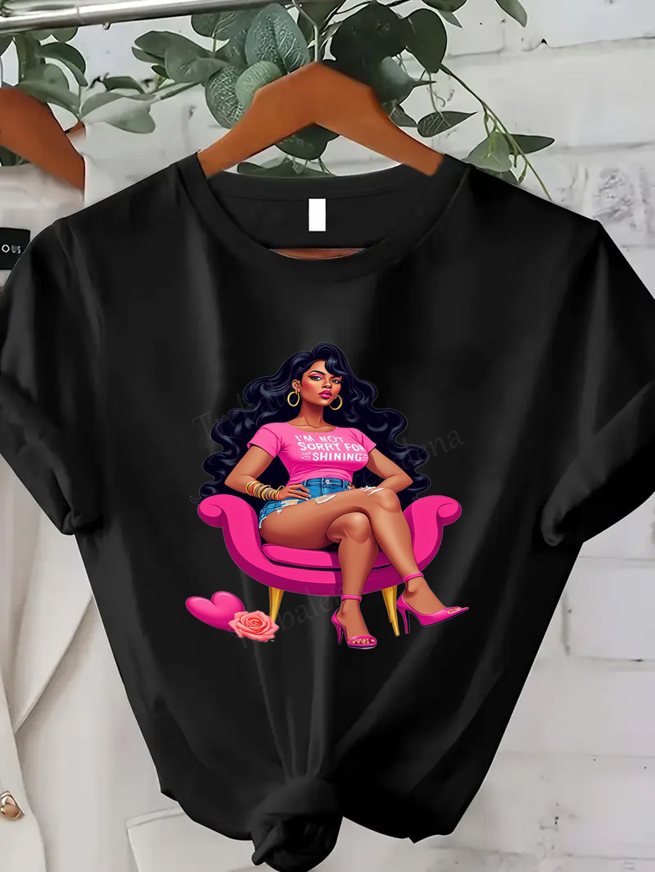 Plus Size - Trebalena Plus Size Women'S T-Shirt - Sexy Pink Floral Graphic Tee with "All of Me" Print, Casual Summer Style, Round Neck, Short Sleeve, 100%, Perfect Gift for Thanksgiving, Halloween & Christmas, Plus Size Blous