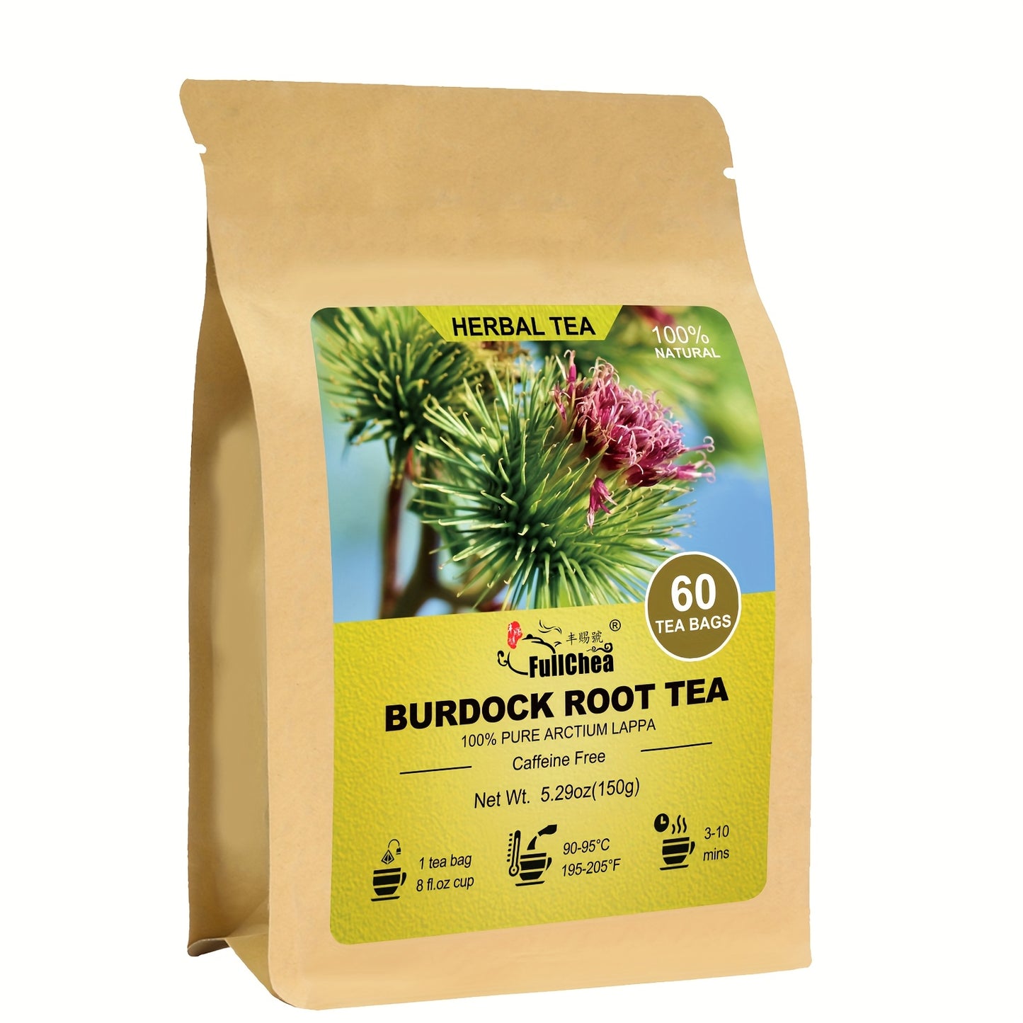[60 Teabags Burdock Root Tea] Premium Burdock Root Tea Bags, 60 Teabags, 2.5g/Bag | Naturally Herbal Tea, Best for Christmas Gift Xmas FullChea