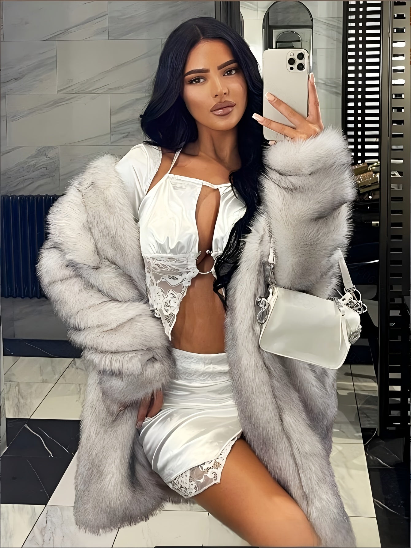 [Women's Elegant Winter Coat] Elegant Winter Coat - Women's Luxury Long Jacket with Pockets, Soft Warm Outerwear for Cold Weather, Office, Party, Casual Outfits - Sophisticated Ladies Winter Coats, Party Attire, Flared Hem, D