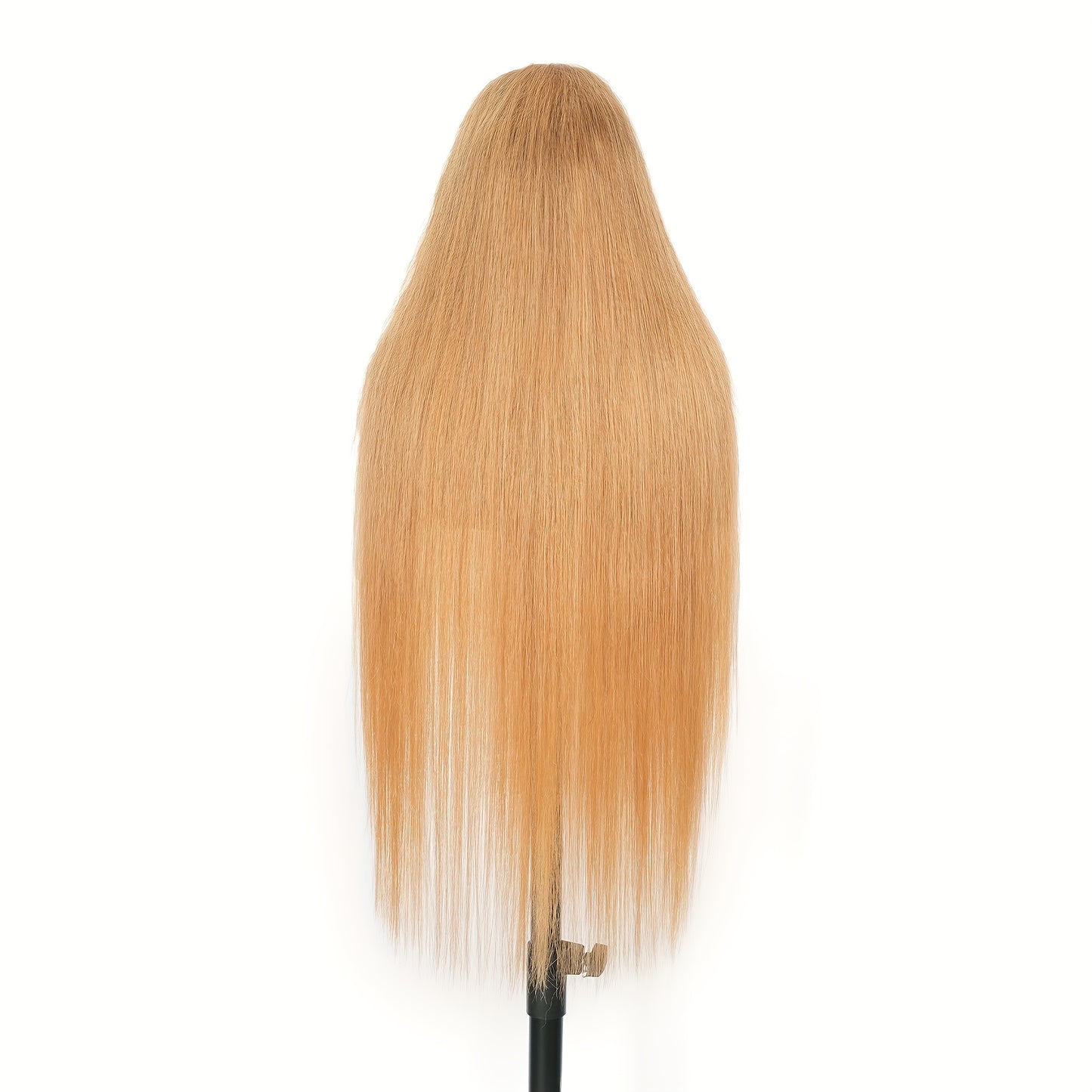 Human Hair Lace Front Wig in Honey Blonde with 200% Density, Featuring a #27 Color, Straight Style, And a 13X4 HD Transparent Design. This Glueless Wig Comes Pre-Plucked with Baby Hair, Perfect for Women