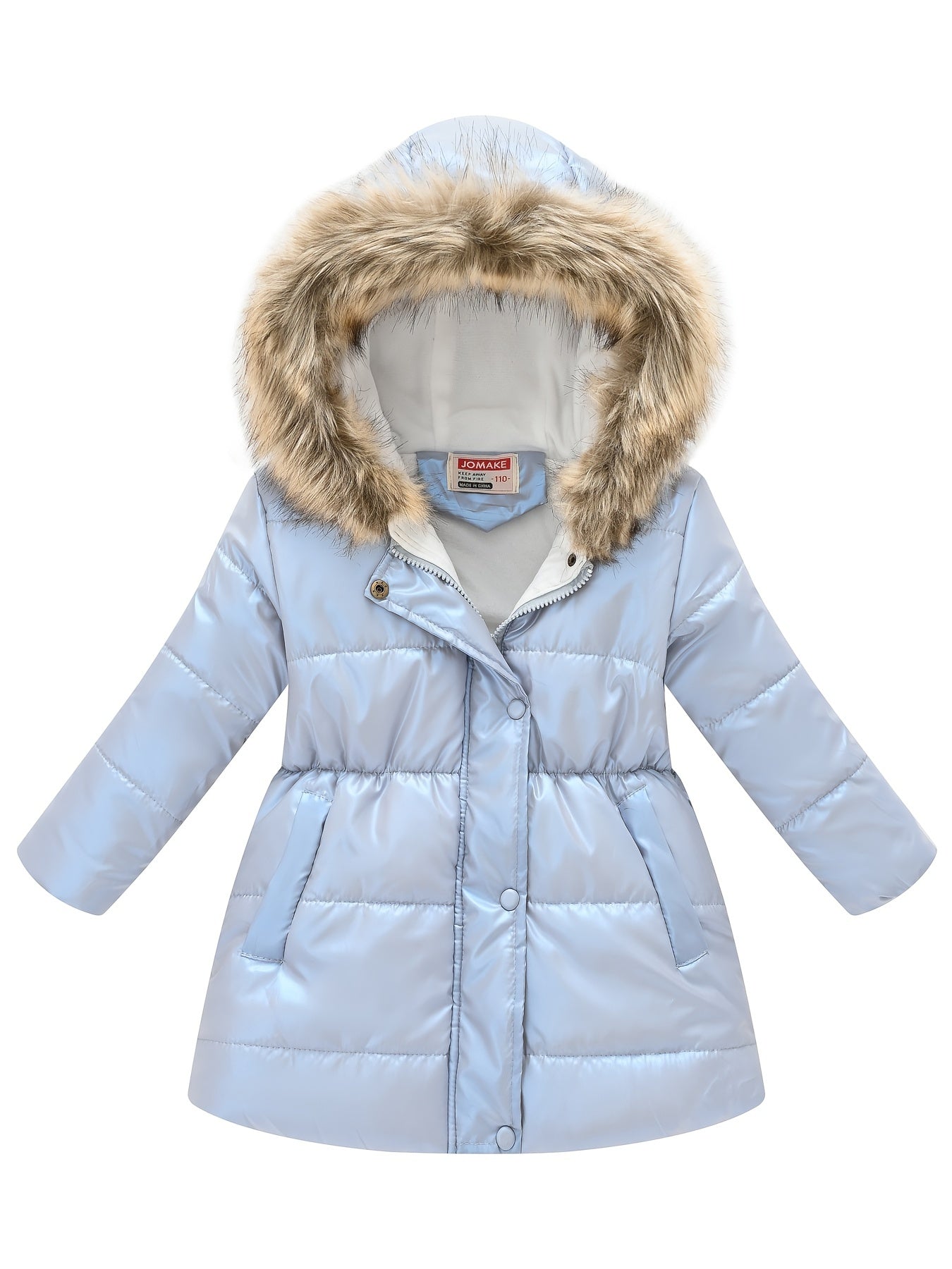 Children's Winter New Style Thickened Glossy Hooded Jacket for Boys and Girls, Mid-Length
