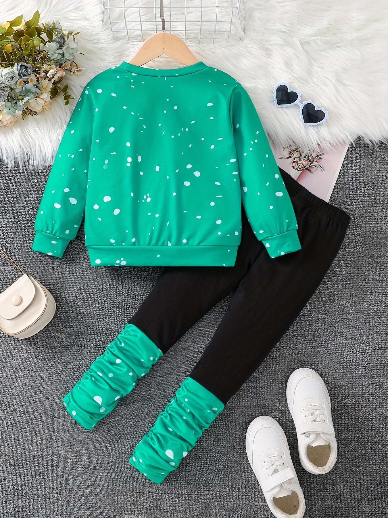 2pcs, Girl's Comfy Soft Long Sleeves Cartoon Girl with Fashion Glasses Graphic Print Sweatshirt & Long Pants Co Ord Set for Outdoors, Fall & Winter Best Choice, As Gifts, Ribbed Cuffs, Elastic Waist, Street Fashion, Perfect f