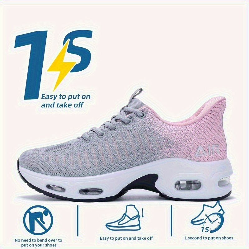 Jinta Shoes Women's Slip-On Air Cushion Sneakers - Shock-Absorbing Breathable Fabric, Lightweight Low-Top Design with Heel Air Cushion & Rubber Sole for All-Season Outdoor & Daily Wear, Comfy Shoes, Casual Slipons, Stylish Sl
