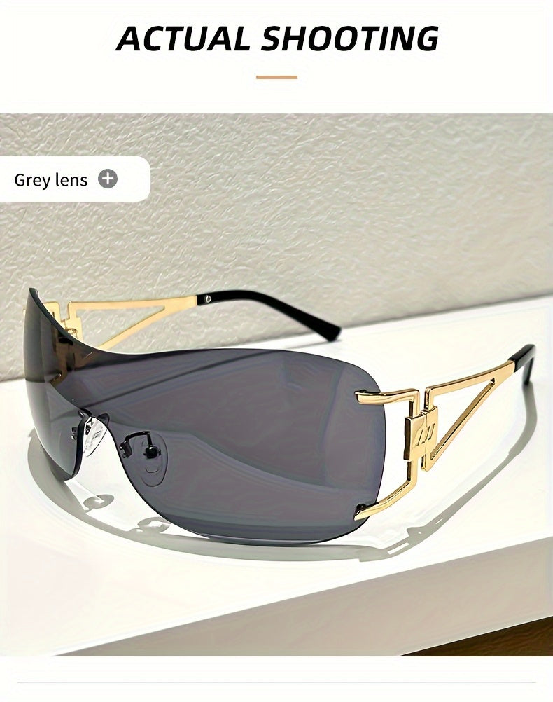 Women'S Rimless Wraparound Glasses - Non-Prescription Everyday & Formal Eyewear, Lightweight Zinc Alloy Frame, Modern Minimalist Look for Parties, Photoshoots - Compatible with Prescription Lenses, Party Accessories, Stylish