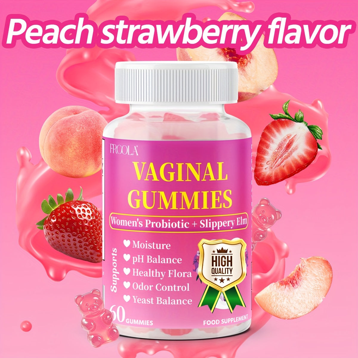 Feminine Private Care Gummies - Natural Hydration, Comfort, Elasticity, And Balance - 30 Servings with Kacip Fatimah, Fenugreek, Slippery Elm Bark, Manjakani, And Maca Root, V-Positiv Probiotic Blend