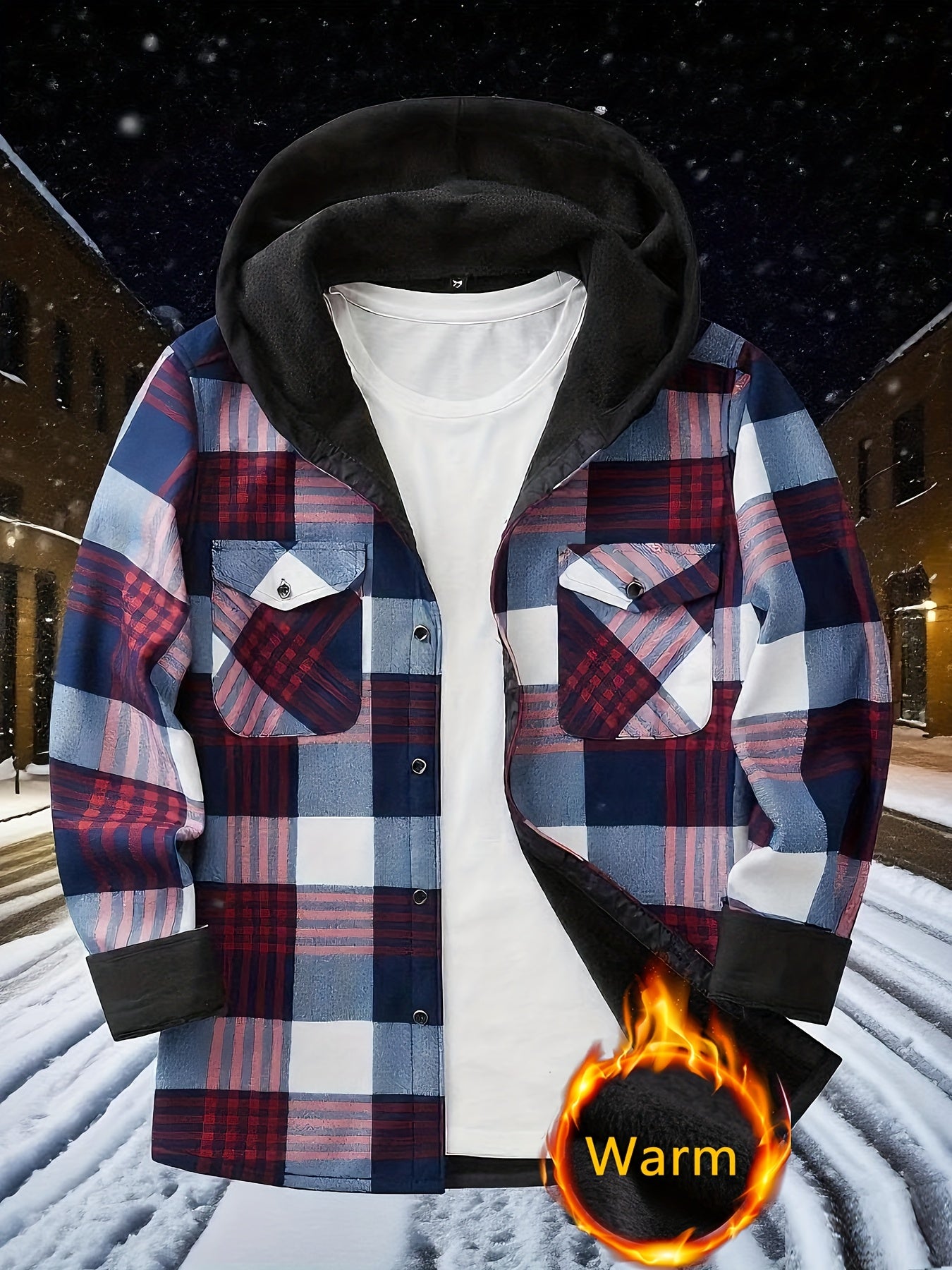 Teens Flannel Shirt - Fleece Lined Hooded Plaid Shirt for Baggy and Oversized - warm Winter Jacket - Christmas Halloween Gift, for Teenager