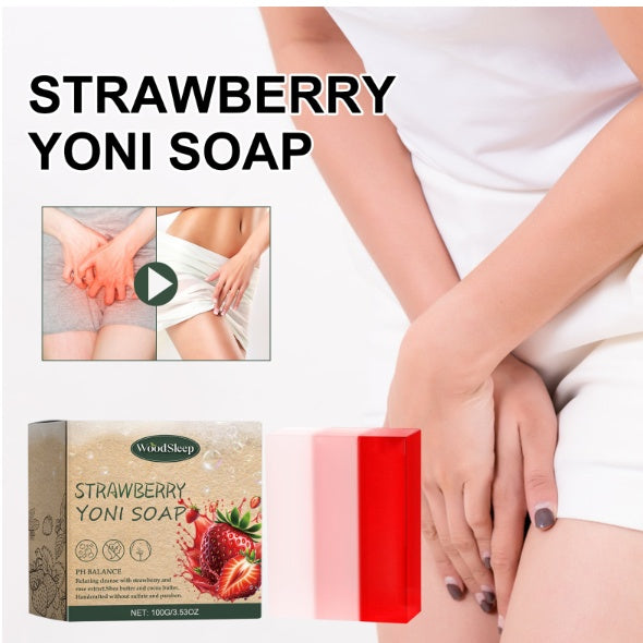 WoodSleep Strawberry Flavored Soap Gentle Cleansing, Itching, Deodorizing Body Care Soap For Women's Intimate Parts