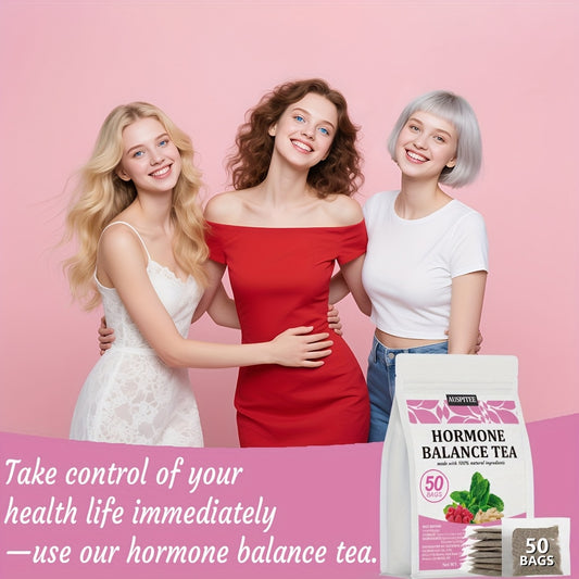 Restore Hormone Balance Herbal Tea 2.64 Oz (1.5g X 50 Packets) - Natural Menstrual Cycle Support, Spearmint Flavor, Tea For Women, No Additives Or Caffeine