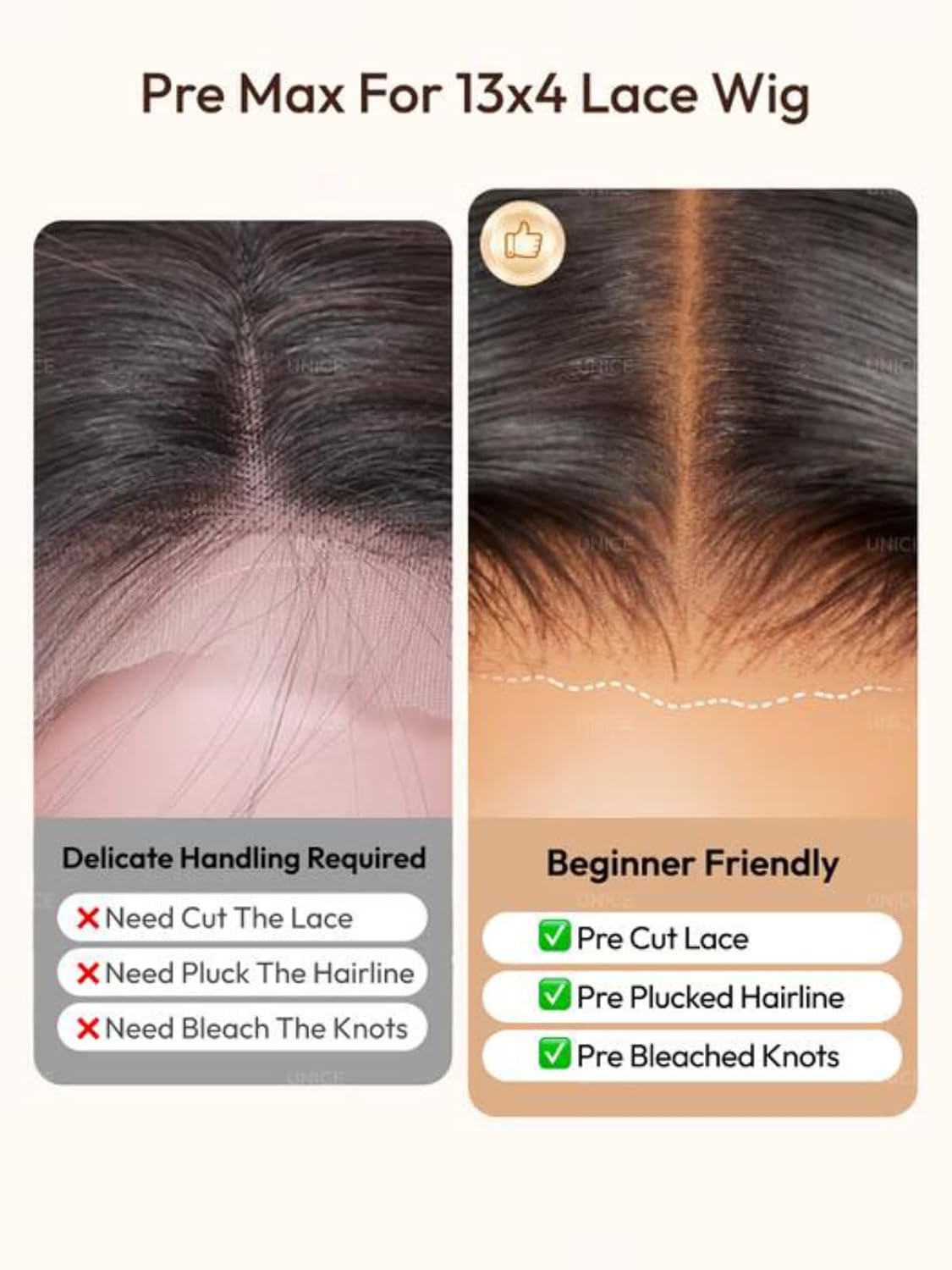 UNICE Water Wave 13x4 Lace Front Human Hair Wig Caramel Brown with Honey Blonde Highlight Glueless Drawstring Wig Pre Plucked Pre Cut Bleached Knots 150% Density 22 inch
