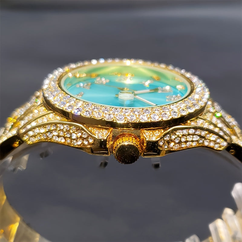 [MISSFOX Quartz Watch] MISSFOX Fashion Brand Unisex Quartz Watch | Street Hip Hop Style, Shining Water Rhinestone Time Meter, Wedding Party Jewelry, New Product Airdrop