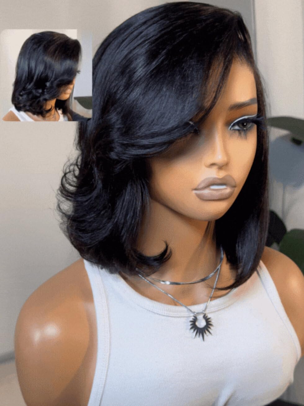 UNICE Black Cherry Body Wave Bob Wig Human Hair 7x5 Glueless Lace Front Drawstring Wig Pre Plucked Pre Cut with Curtain Bangs 10 inch