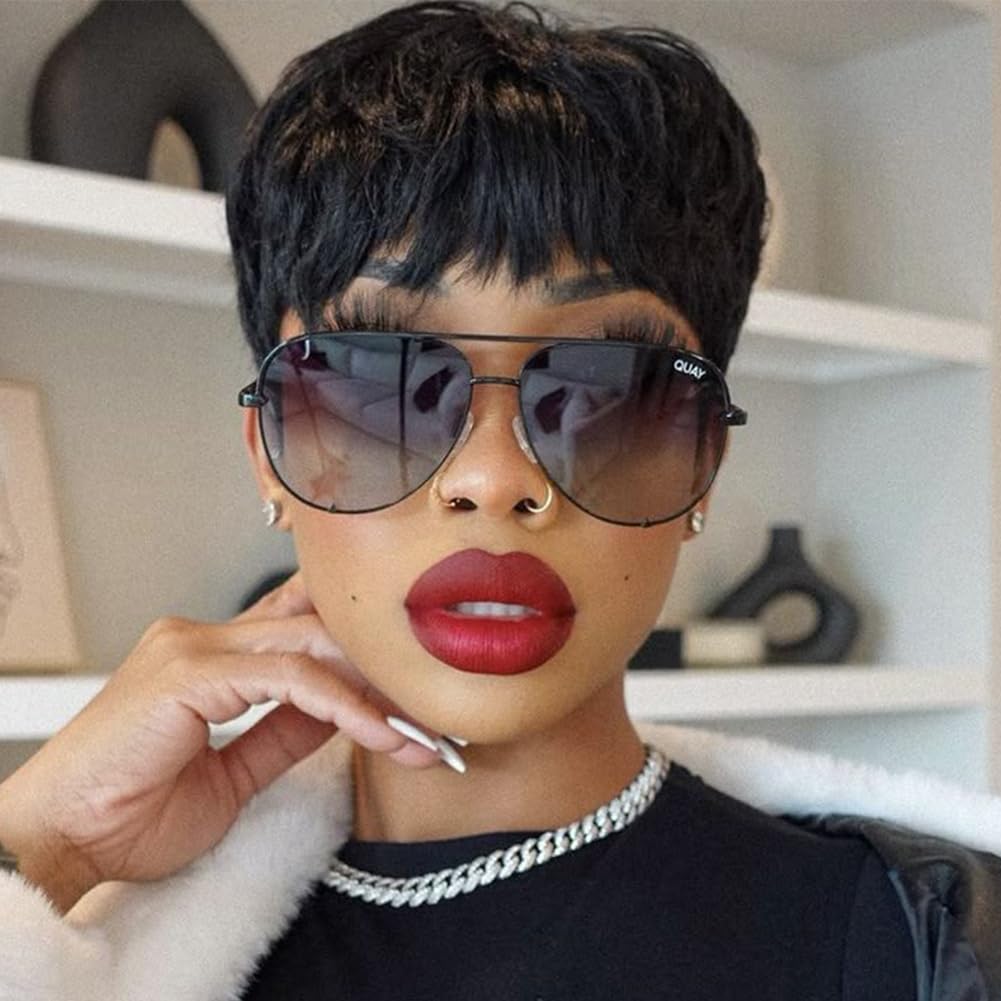 Black Pixie Wig Synthetic Hair Short Curly Wigs for Black Women | Short Wigs for Black Women Pixie Cut Wig Short Curly Wigs for Black Women Synthetic Hair Wavy Black Pixie Wig (black