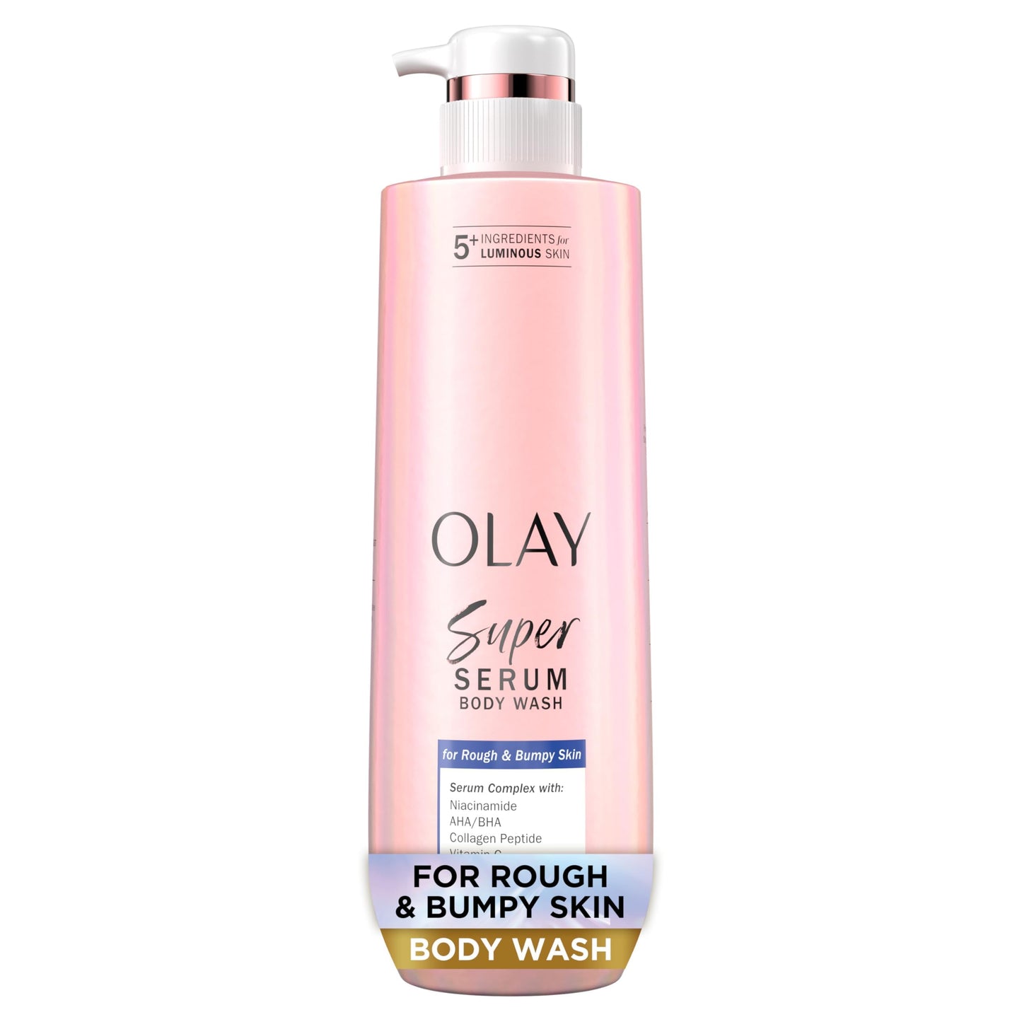 Olay Super Serum Body Wash for Extra Dry Skin, 24hr Long Lasting Hydration, 5+ Ingredient Complex for Bright Even Firm Luminous Skin, 18.5 fl oz