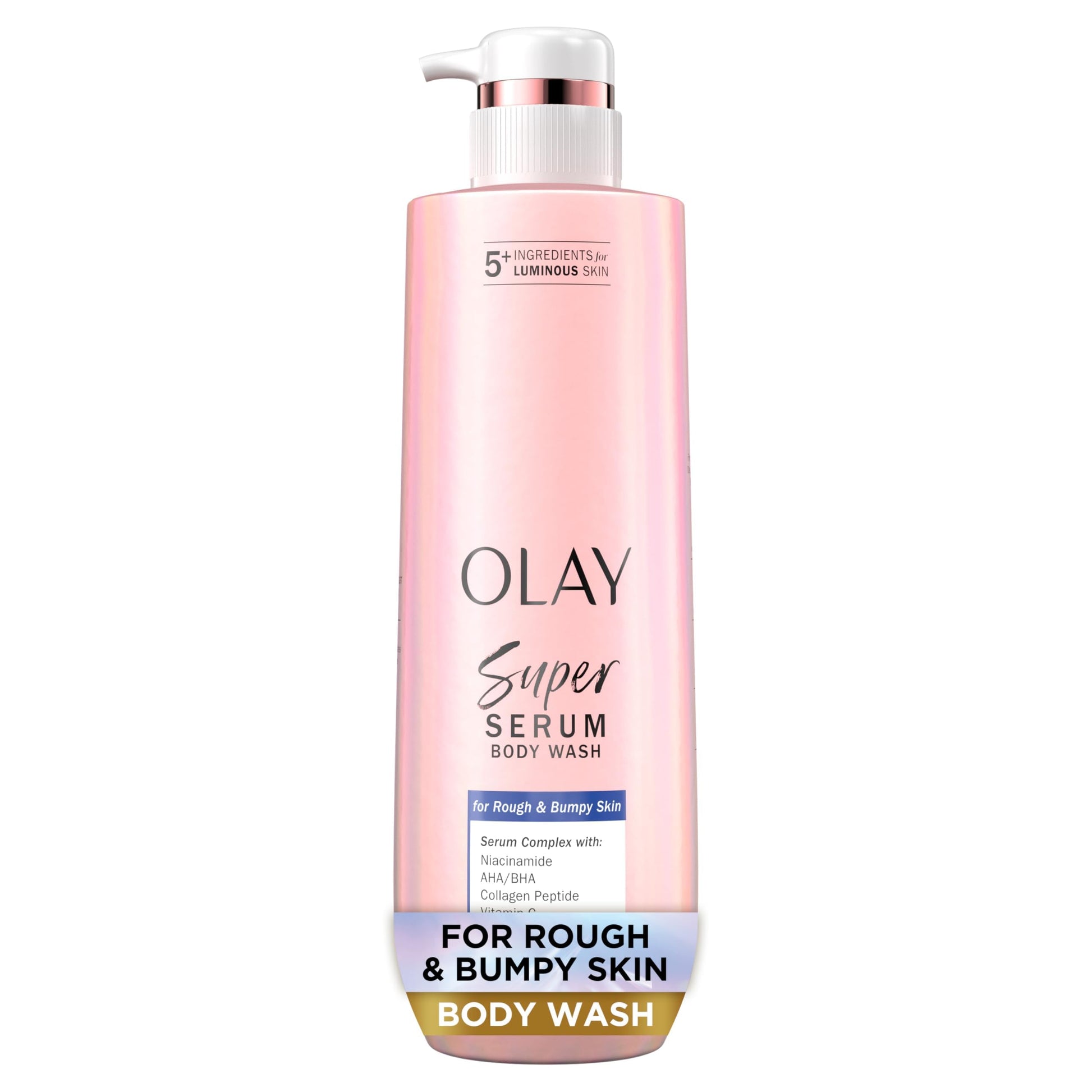 Olay Super Serum Body Wash for Extra Dry Skin, 24hr Long Lasting Hydration, 5+ Ingredient Complex for Bright Even Firm Luminous Skin, 18.5 fl oz