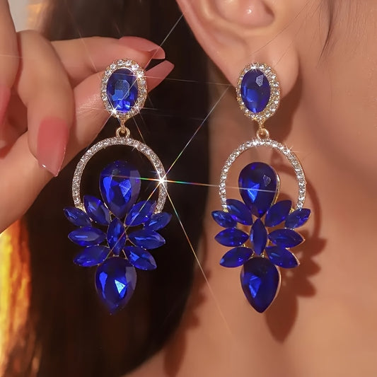Luxurious And Fashionable Bling-Bling Party Earrings for Women, Featuring Colorful Glass And Rhinestones, with a Bold And Elegant Design