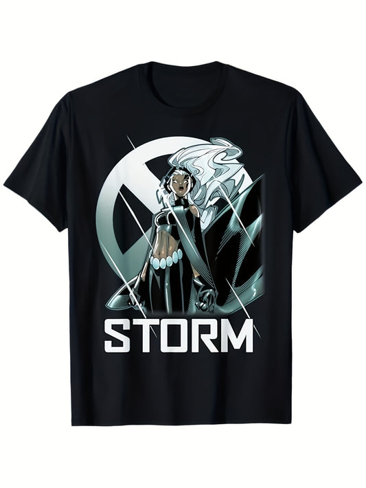 Men's Storm Graphic T-Shirt - Black Casual Round Neck Short Sleeve Tee with Bold "STORM" Print & Futuristic Design, Comfortable All-Season Wear, Allseason Tshirt | Bold Print Shirt | Machine Washable, PLUS SIZE