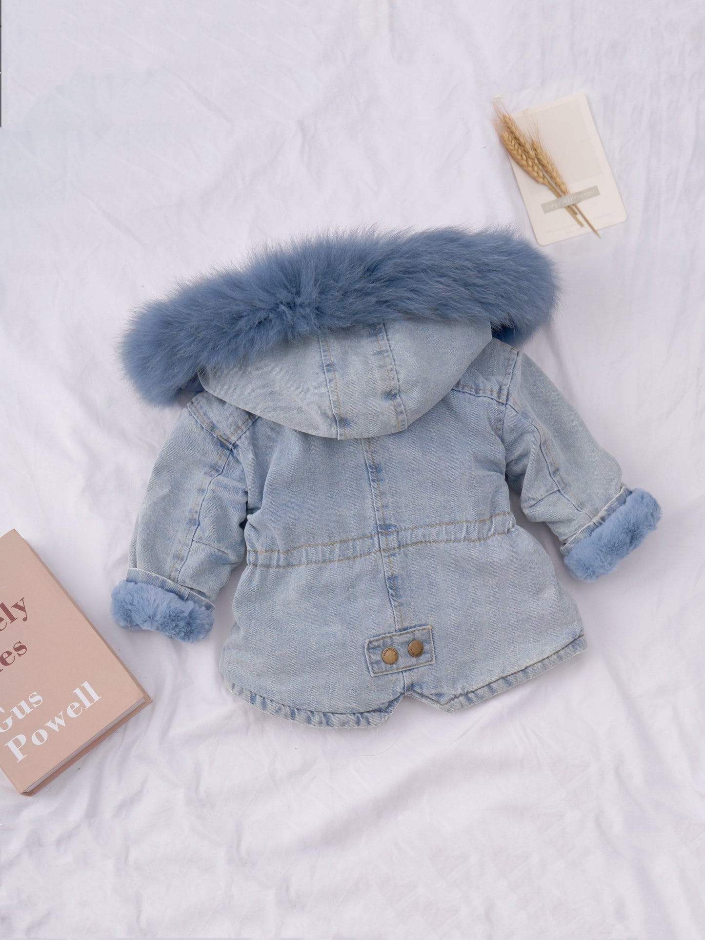 Holly Oversized Denim Fur Hooded Winter Coat Jacket
