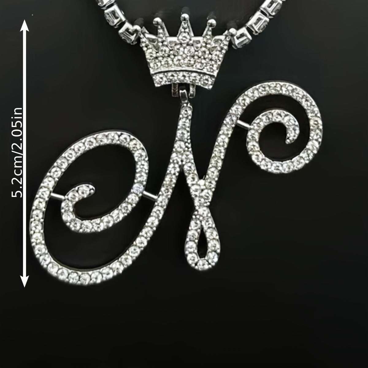 1pc Men's and Women's Fashion Pendant Necklace-26 Crown-shaped Fancy English Letter Pendant Necklace with Round Box Chain-Hip-hop Style Niche Necklace Jewelry Gift