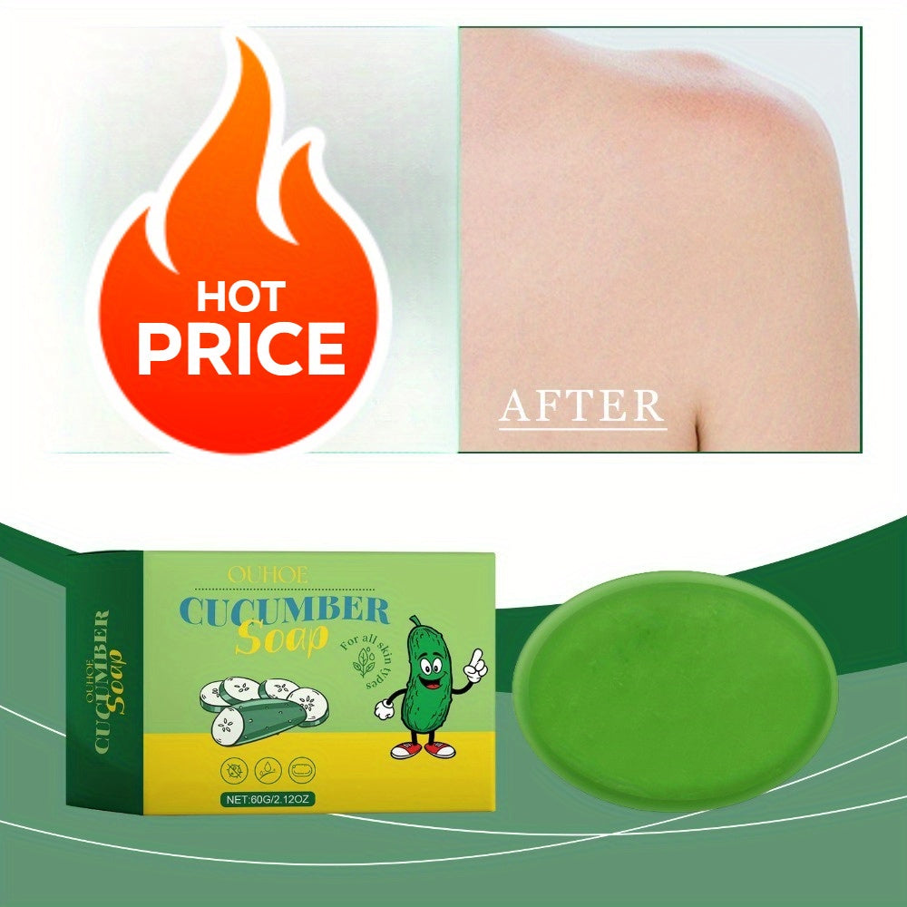 Cucumber Cleansing Soap (blended Gentle Cleansing Formula) Produces Fine Lather for Comfortable Light Beige, a Budget-friendly Christmas Gift 2.1oz