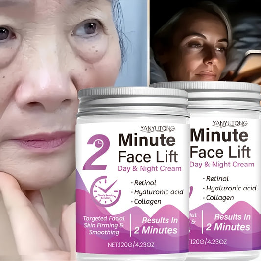 A 2-Minute Facial Lifting Cream for Day And Night, Enriched with Hyaluronic Acid, Collagen, And Peptides of Fast-Absorbing Moisturizer, Ideal for All Skin Types, Providing Firming And Smoothing Effects in 2 Minutes