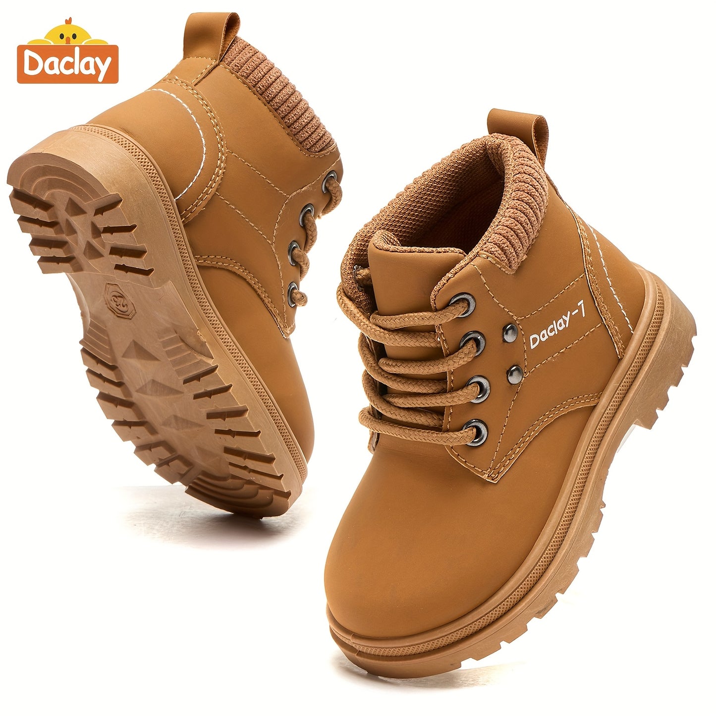 Girls & Boys All-Season Thickened PU Boots with Closure - Pink/White Short/Mid-Calf Outdoor, Round Toe Traction Tread for &, Durable Casual & Footwear (Easy On/Off)