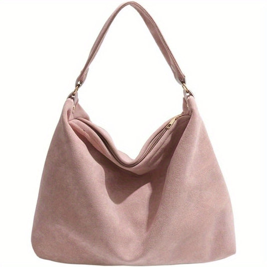 Women's Suede Hobo Shoulder Bag - Elegant Convertible Tote with Snap Closure, 15.3" Spacious Purse, 2 Interior Pockets for Work, Casual & Travel, Mixed Colors, Work Handbag, Durable Construction