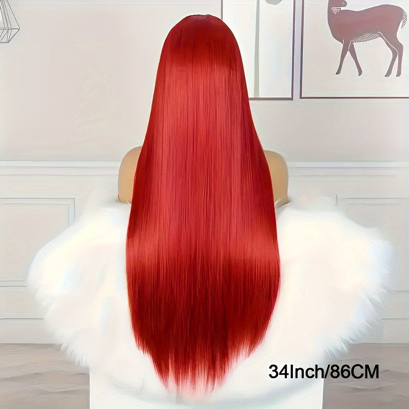 Black Friday 180% Density Long 13x4 Red Straight Wigs for Women Pre-plucked Baby Hair Brazilian Virgin Straight Wigs Lace Front Long Human Hair Wigs