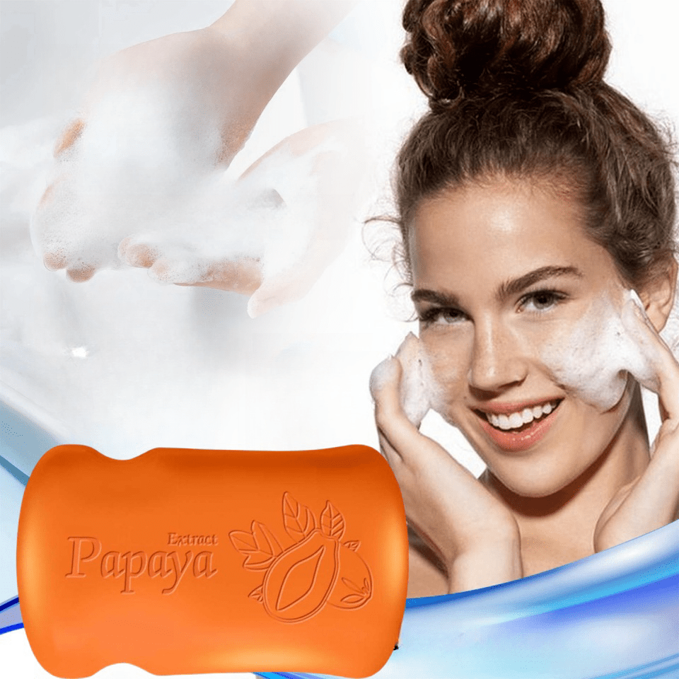 2pcs Papaya Extract Handmade Soap Bars - Moisturizing & Oil Control for All Skin Types, Alcohol-Free, Unisex, Natural Orange Color with Papaya Fruit Design, Papaya Soap