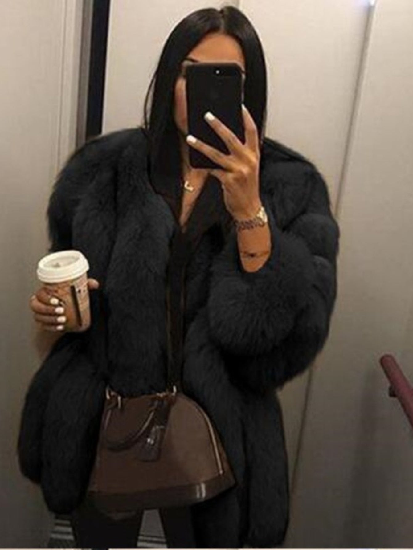 Plus Size - Plus Size, Women'S Large Size Elegant Imitation Fox Fur Coat - Plush Soft Long Winter Coat with Collar, Solid Color (/Brown/Tan) | Warm Winter Outerwear, Luxurious Fur Jacket for Fall & Winter | Durable & Easy-Car