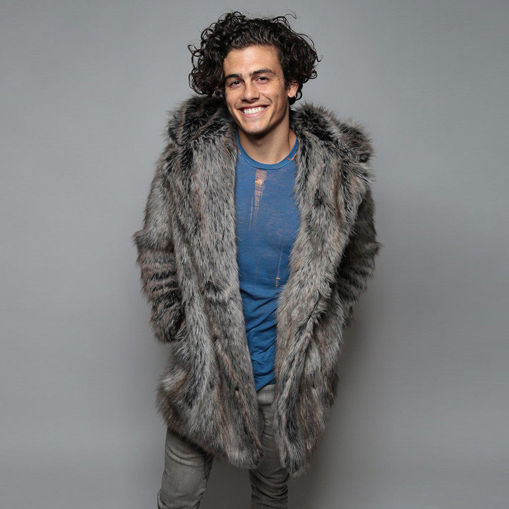 New European and American Style Faux Fur Coat for Men Winter Casual Warm Mink Fur Long Coat with Hood
