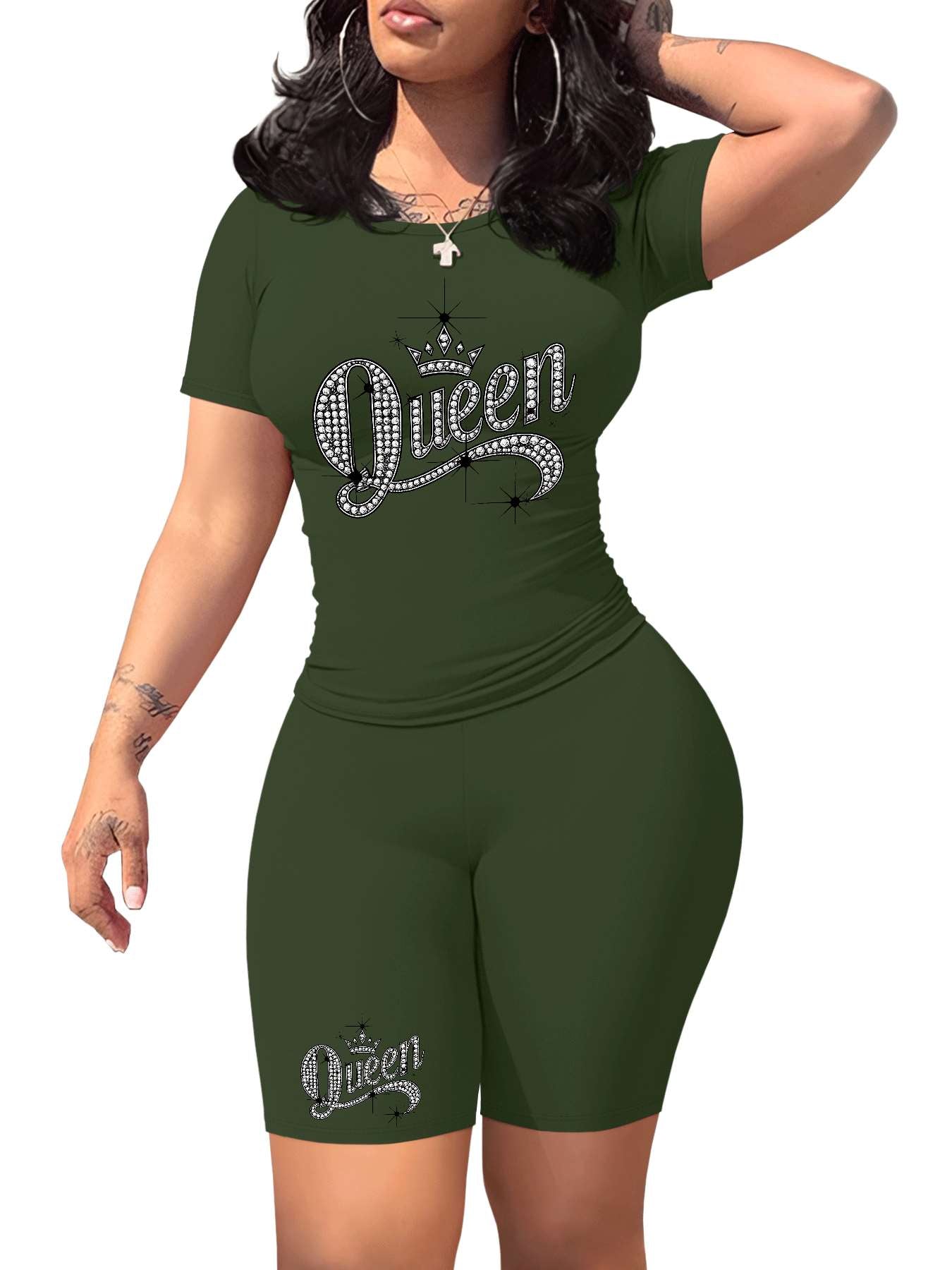 Diamond Queen Women's SlimFit Tshirt and Pants Set?? Premium Print?? Durable?? Casual and Fashionable?? Sparkling Queen Crown Design?? Perfect for Casual Attire and Stylish Outfits?? Comfortable Fit?? Gift Idea.