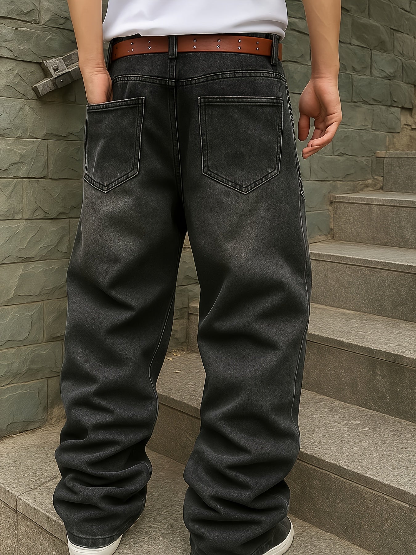 Men'S Baggy Black Street Jeans