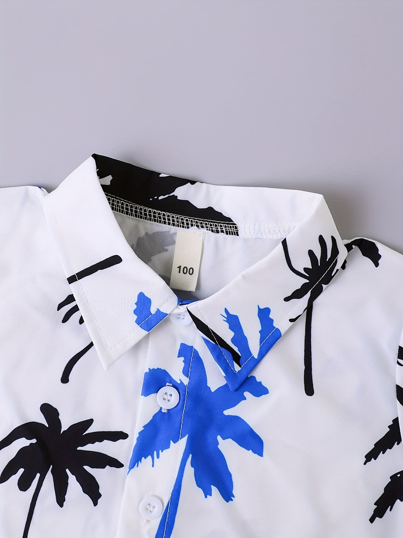 A Set of Two Stylish Summer Shirts with Coconut Tree Patterns And Elastic Waist Shorts for, Perfect for Outdoor Beach Activities., Perfect for Outdoor