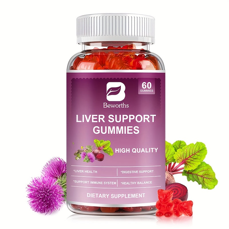 Liver Health Gummies- 8-IN-1 Upgraded Formula with Milk Thistle, Artichoke Leaf, Dandelion Root, Chicory Root, Beet Root, Jujube Seed, Yarrow, Burdock Root Extract, for Liver And Antioxidant Support - Extra Strength Milk This