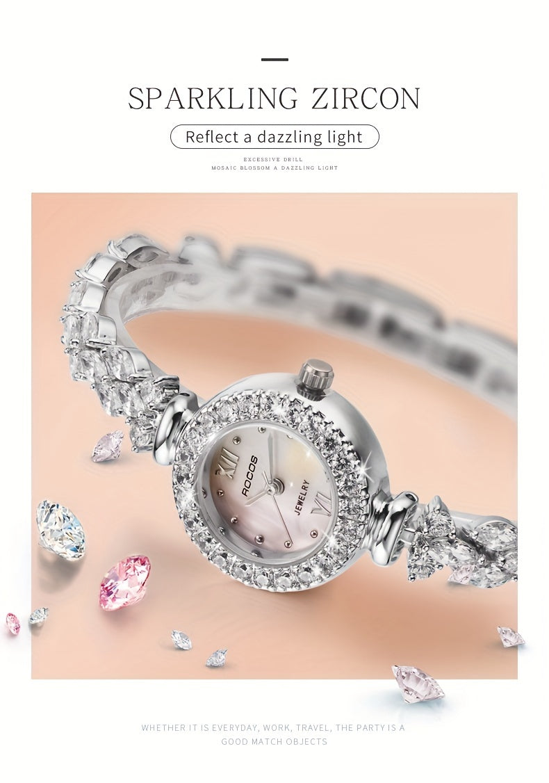 ROCOS Brand Bracelet Watch Fashion Luxury Women'S Watch Phantom Dial Silvery Quartz Women'S Watch Holiday Gift Women'S Gift