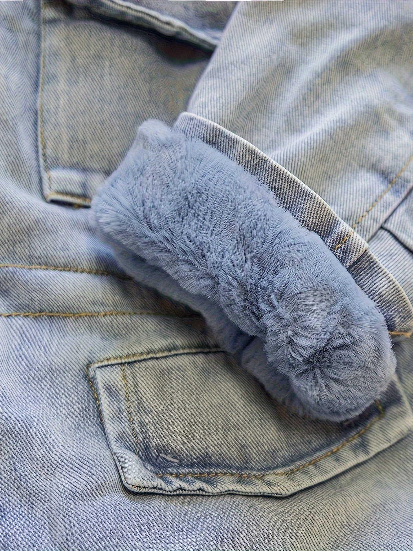 Holly Oversized Denim Fur Hooded Winter Coat Jacket