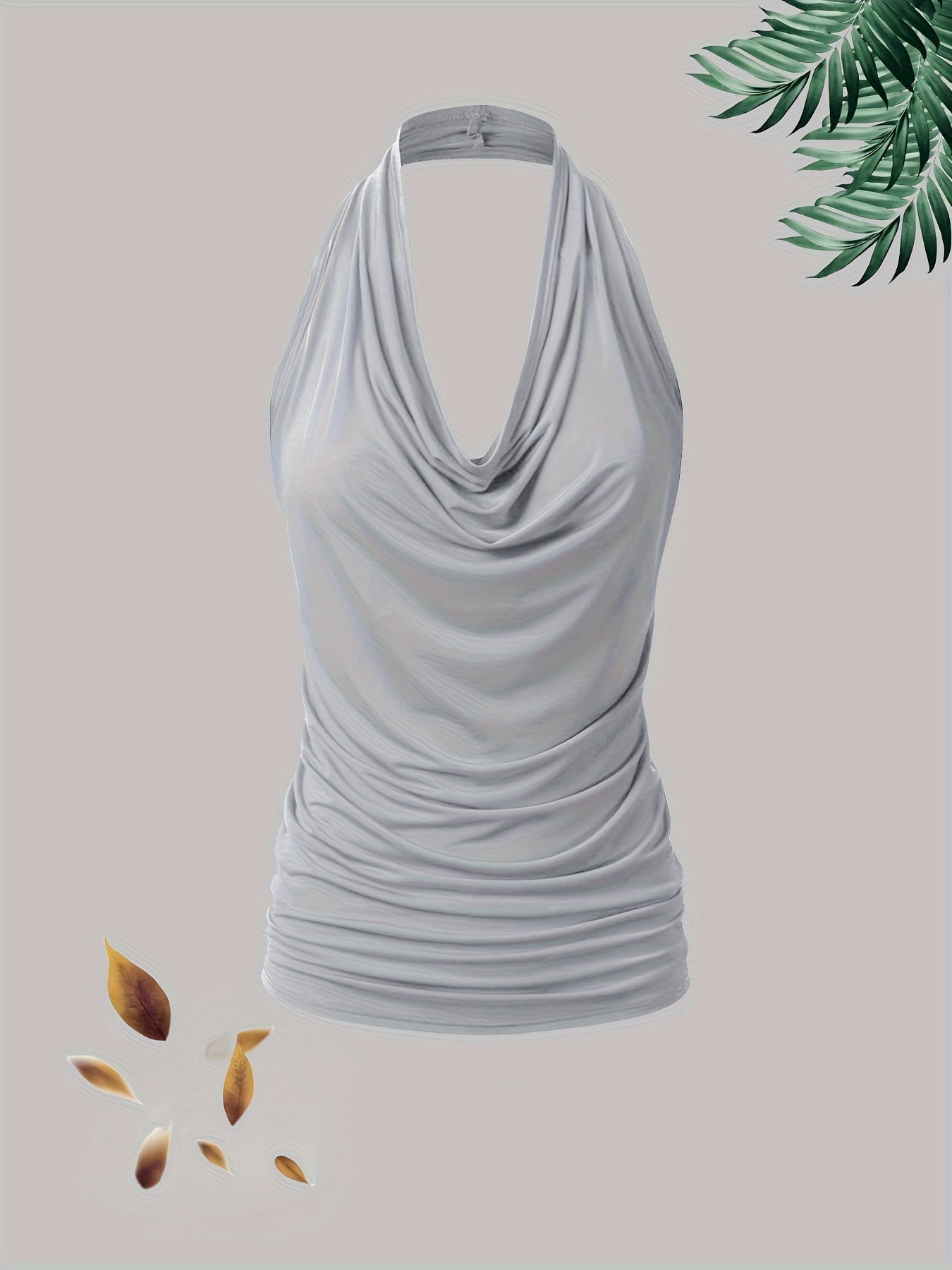 New Fashion Women'S Casual Solid Color Halter Neck Large Size Vest Four-piece Set