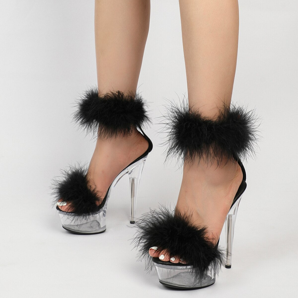 [14Cm Heel Sandals] 14Cm Heel 4Cm Platform Women's Spring Clear Heels Sandals Slipper Shoes for Party Club LFD-B3585