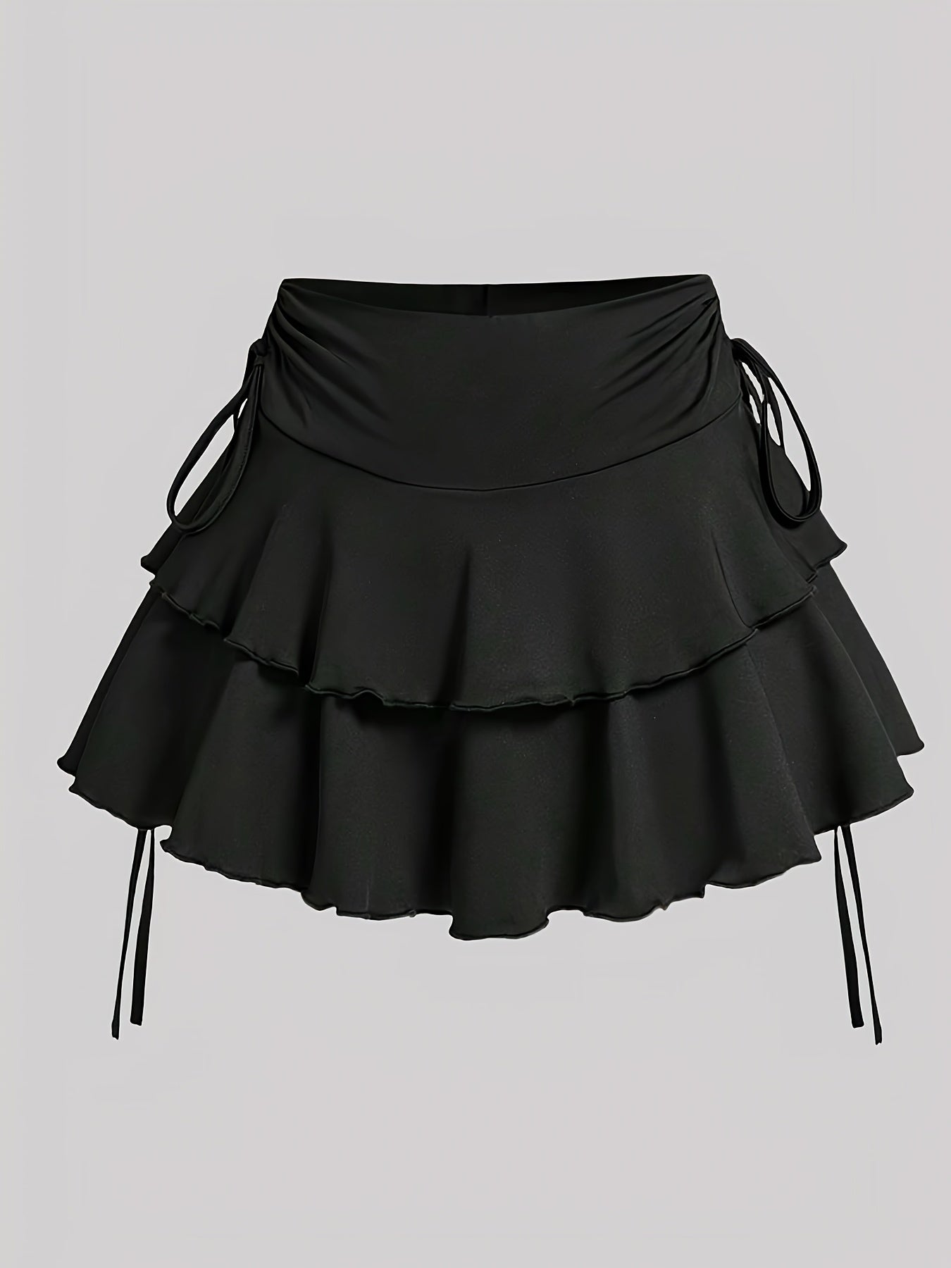 Hot And Popular Casual Elastic Pure Black Skirt For Spring, Summer, And Autumn