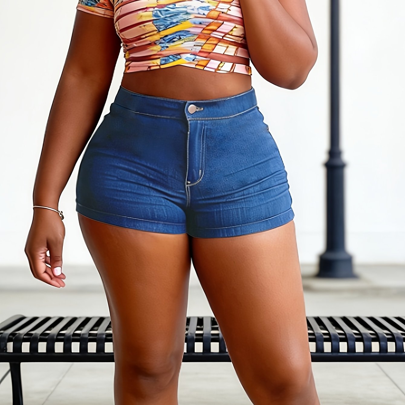 FORESI Women'S Summer Slim Bodycon Denim Shorts | Streetwear Fashion Jean Shorts with Zipper Fly, Mid Waist, Solid Color