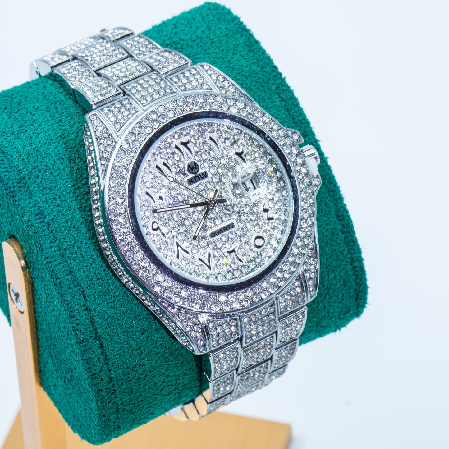 Luxury Hip-Hop Style Watch West Coast Quartz Watch For Men Fully Diamond-Studded Rhinestone Accessory Watch High-End Design Perfect Christmas Gift Wedding Present And Top Gift Choice, Without Battery