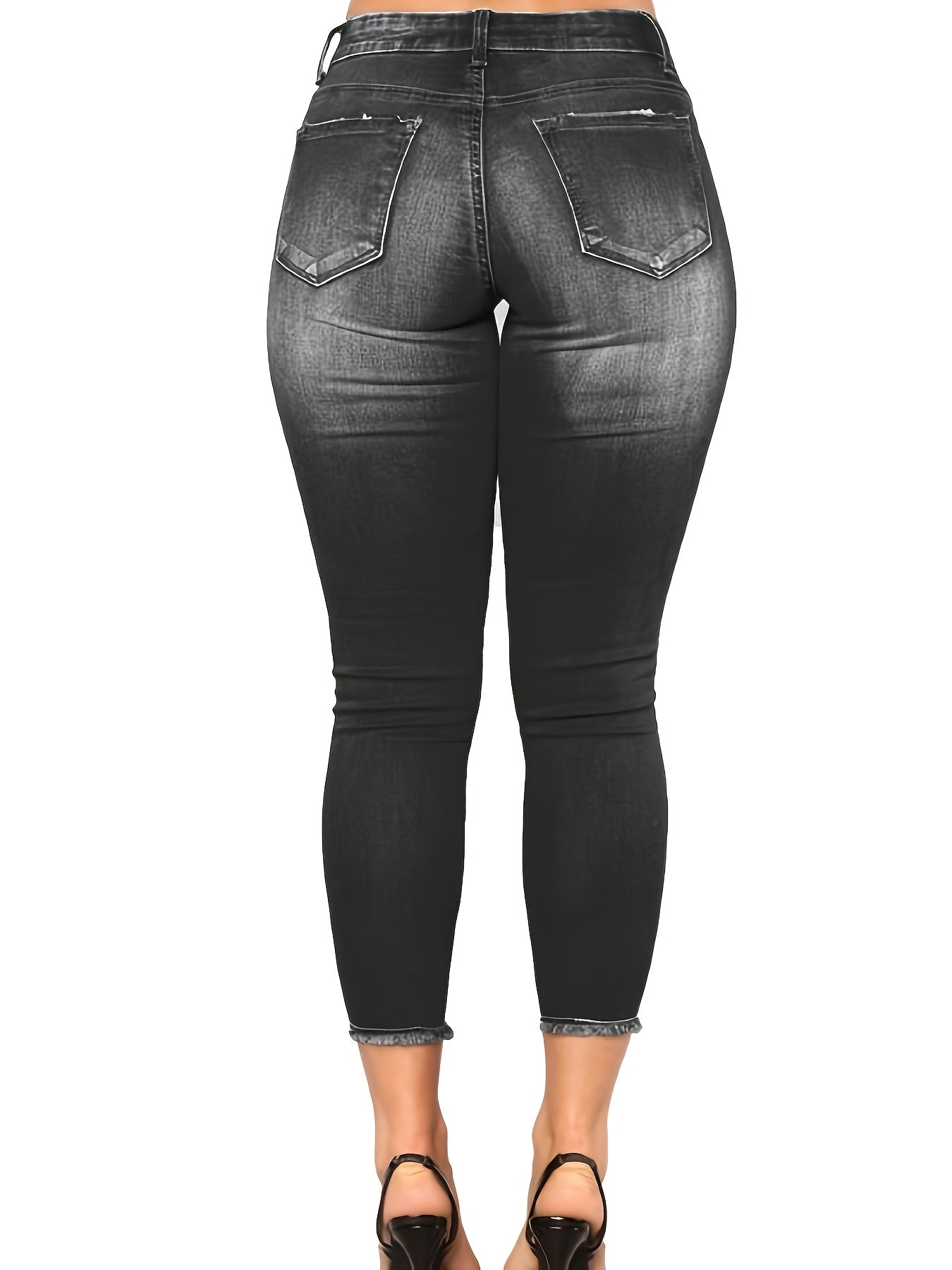 Women'S Casual Stretch Slim Broken Holes Small Feet Sports Jeans Women