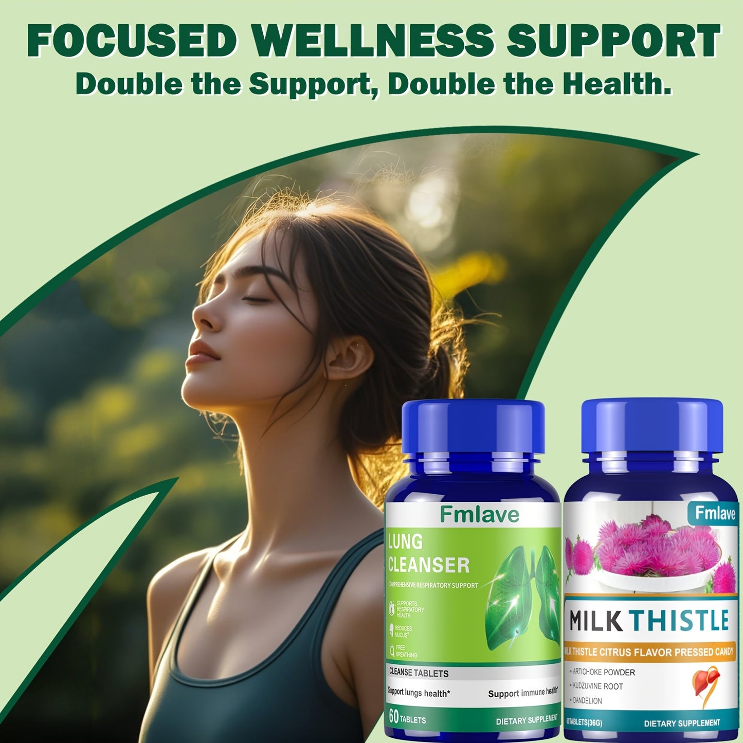 Lung Cleanse & Liver Cleanse Supplement, Natural Herbal Ingredients For Immune Support, 120 Tablets