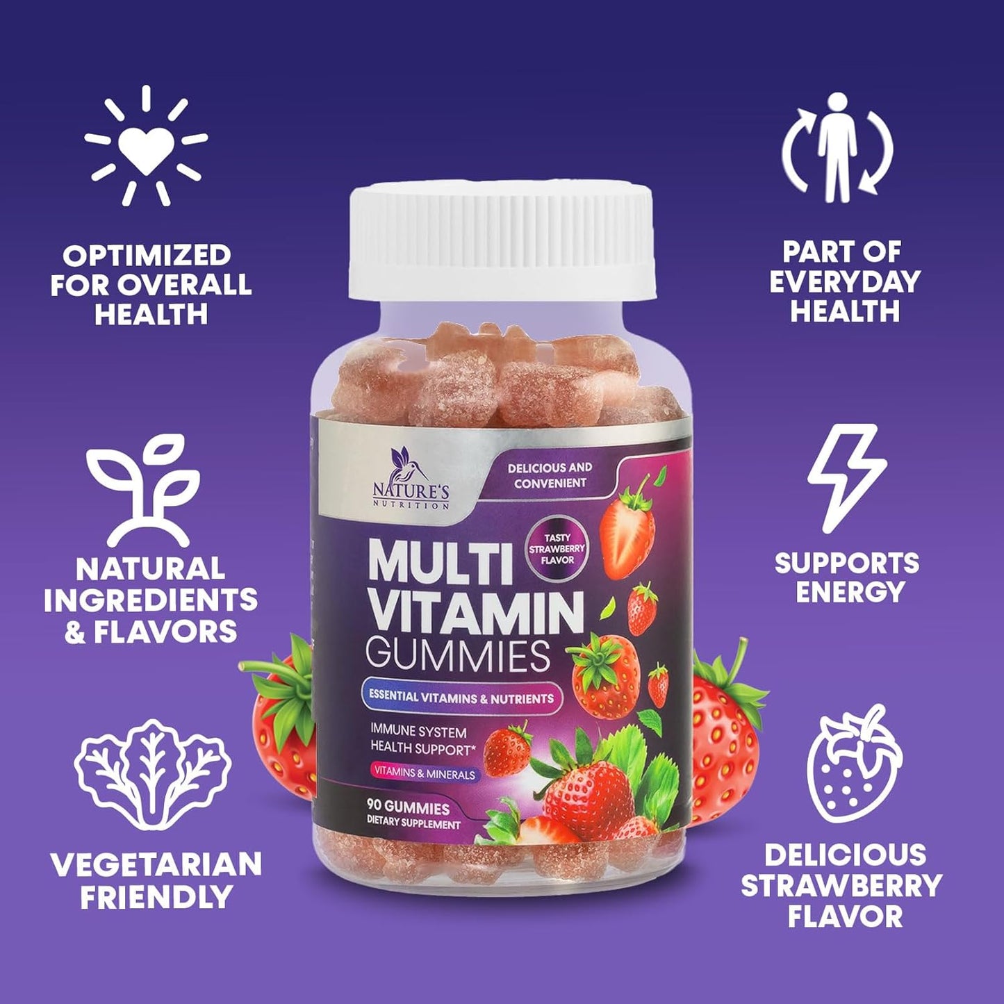 Multivitamin Gummies for Adults - Daily Adult Multivitamins Gummy with Vitamins A, C, D, B12 for Women & Men, Immune Support Gummy Multivitamins Supplement, Adult Multi VIT Vitamin - 90 Gummies