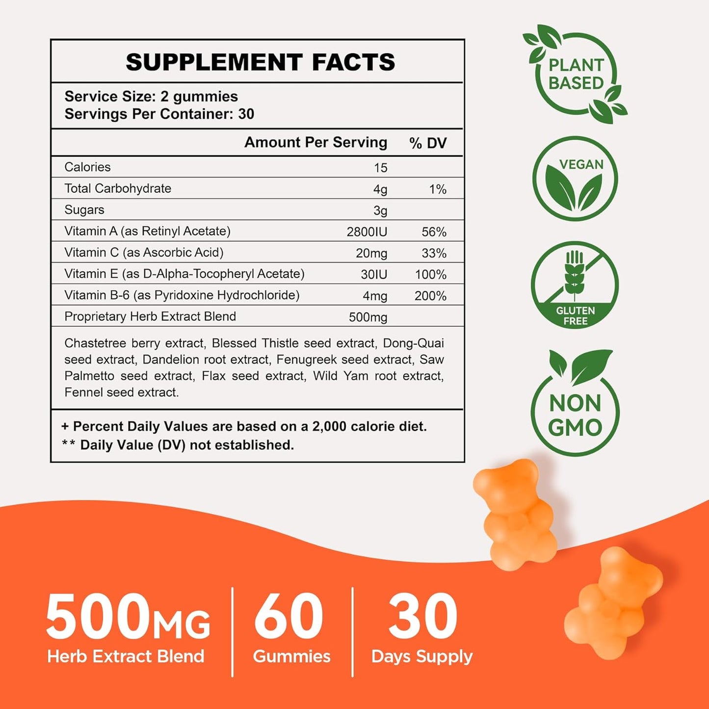 Chest Gummies for Enhance Confidence, Bear Shaped Chest Gummies with Herbal Ingredients, 60 Count, Peach Flavor Natural BBL Gummy for Women and Men