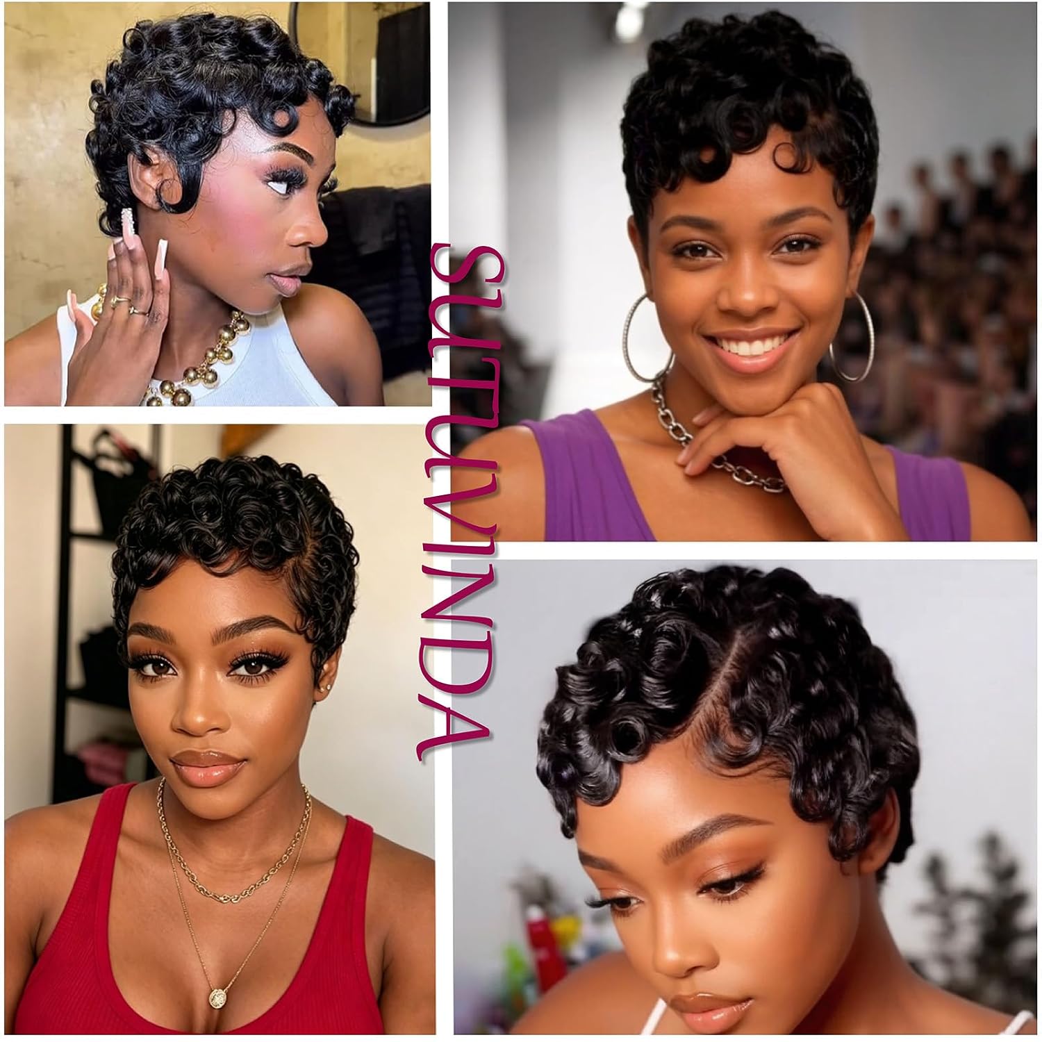 Curly Pixie Cut 13x4 Lace Front Human Hair Wigs for Black Women, Deep Wave Short Curly 13x4 HD Lace Frontal Wigs Layered No Glue Daily Wear Wig Pixie Cut 100% Human Hair Glueless Wigs, Natural Black