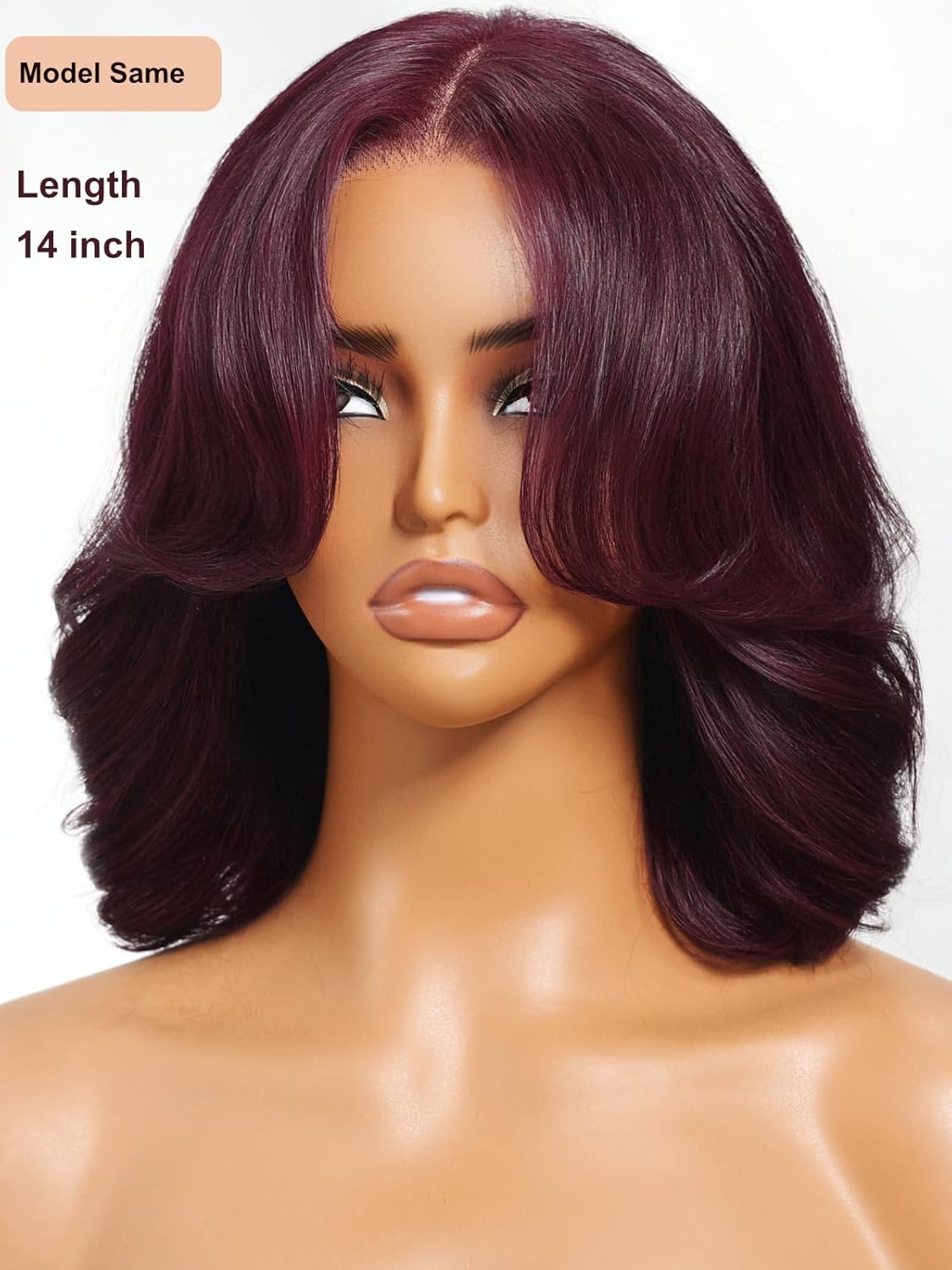 UNICE Black Cherry Body Wave Bob Wig Human Hair 7x5 Glueless Lace Front Drawstring Wig Pre Plucked Pre Cut with Curtain Bangs 10 inch