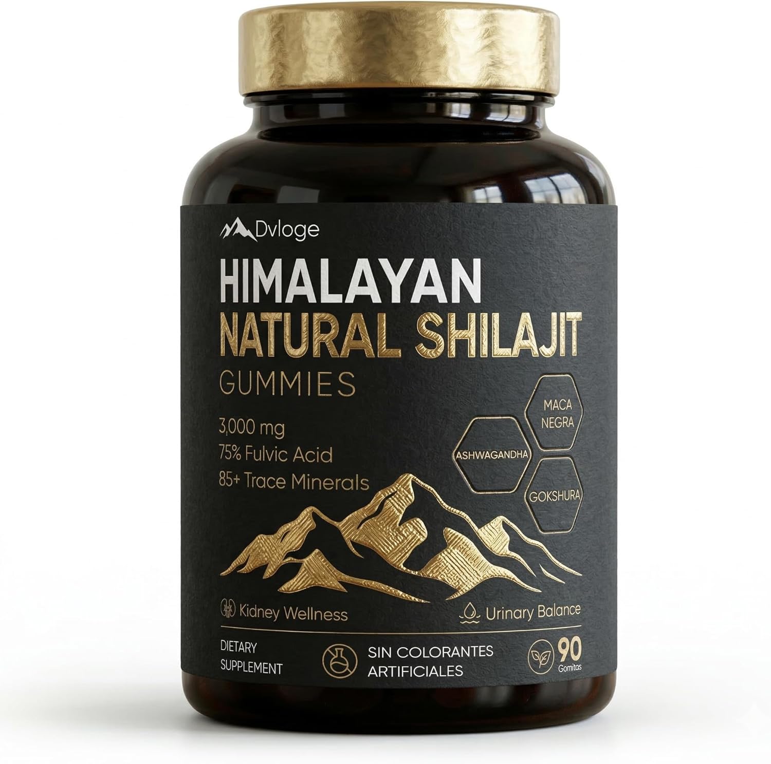 Himalayan Natural Shilajit Gummies, 3000mg for Kidney Support, 75% Fulvic Acid & 85+ Trace Minerals - Ashwagandha, Maca, Gokshura - Natural Energy & Vitality Supplement, 90 Count