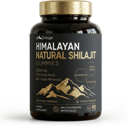 Himalayan Natural Shilajit Gummies, 3000mg for Kidney Support, 75% Fulvic Acid & 85+ Trace Minerals - Ashwagandha, Maca, Gokshura - Natural Energy & Vitality Supplement, 90 Count